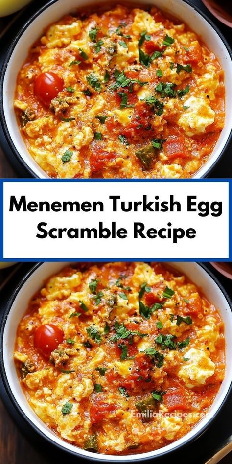 Looking for breakfast ideas? Our Menemen Turkish Egg Scramble Recipe is perfect! Ideal for breakfast or dinner, this dish combines eggs and Turkish flavors. Enjoy easy breakfast ideas and delightful Turkish recipes! Easy Breakfast Ideas For Kids, Peppers And Eggs, Menemen Recipe, Top Breakfast Recipes, Turkish Eggs, Breakfast Recipes Kids, Egg Scramble, Easy Breakfast Ideas, Healthy Breakfast Recipe