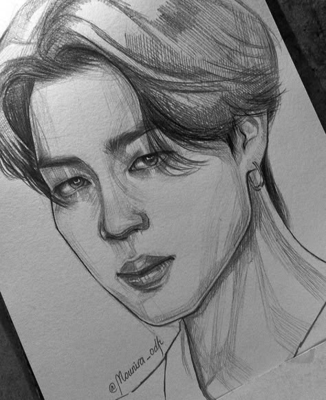 Jimin Portrait Sketch, Bts V Portrait Drawing, Human Face Sketch, Jimin Drawing, Jimin Art, Rayquaza Pokemon, Pencil Drawing Images, Art Drawing Sketch, Pencil Sketch Images