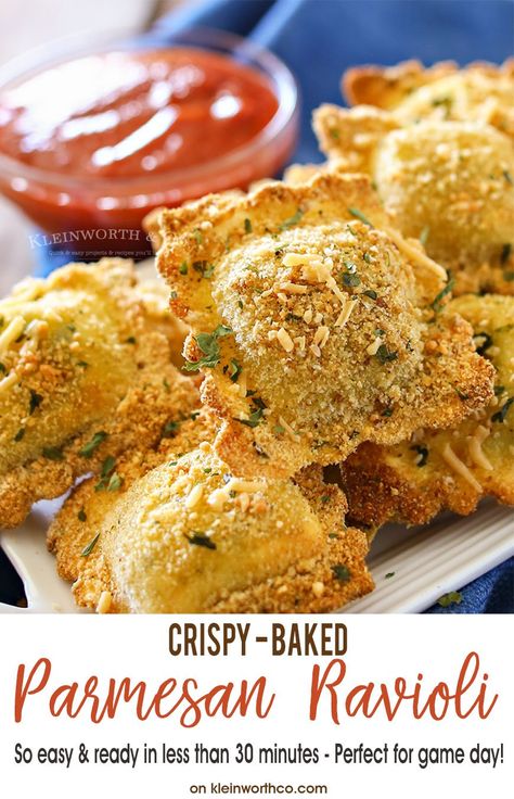 Parmesan Ravioli, Baked Ravioli, Italian Meals, Gluten Free Puff Pastry, Ravioli Bake, Toasted Ravioli, Meals Dinner, Appetizers Recipes, Amazing Appetizers