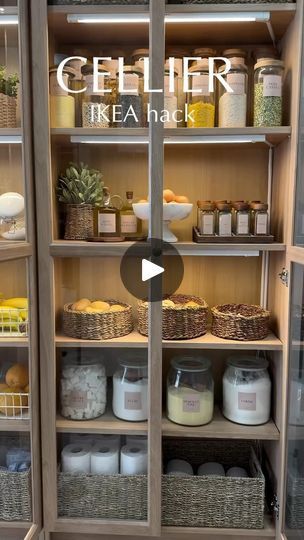 446K views · 2.3K reactions | IKEA PANTRY HACK 💡

This is a fabulous hack using IKEA’s oak-colored Billy bookcases with Oxberg doors to create a pantry cupboard. 

With LED Skydrag lights and stylish jars (bocaux), this setup is both practical and aesthetically pleasing. 🏡✨ 
We love 💕 how functional and elegant this storage solution is! 

Special shoutout to @kawtar_decoo for this creative idea! 🎨
💡 You can check out her profile and ask any questions directly on her page. 📝

#IKEA #BillyHack #PantryGoals #StorageInspo #HomeDesign #KitchenOrganization #LEDLighting #DIY #InteriorDesign #kawtardecoo 👏❤️#ikeahacksandideas | Linda InteriorIdeas Pantry Billy Bookcase, Oak Ikea Kitchen, Ikea Billy Pantry Kitchen Storage, Kitchen Pantry Doors Ikea, Pantry Furniture Ikea, Ikea Pantry Ideas, Kitchen Pantry Cabinet Ikea, Ikea 365+ Pantry, Diy Pantry Makeover