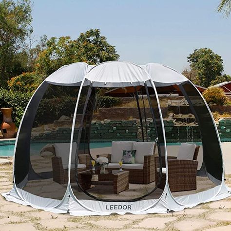 Amazon.com : Leedor Gazebos for Patios Screen House Room 4-6 Person Canopy Mosquito Net Camping Tent Dining Pop Up Sun Shade Shelter Mesh Walls Not Waterproof Gray, 10'x10' : Garden & Outdoor Screen Tent, Portable Gazebo, Screened Gazebo, Camping Canopy, House Tent, Canopy Tent Outdoor, Outdoor Screens, Screen House, Instant Canopy