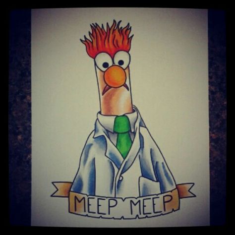 Beaker tattoo design Muppets Tattoo Simple, Beaker Tattoo, Beaker Drawing, Beaker Muppets Tattoo, Muppets Tattoo, Bunsen And Beaker Muppets, Muppet Beaker, Beaker Muppets, Stencil Ideas