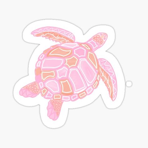 #seaturtle #ocean #stickers #redbubble #art Pink Sea Turtle, Ocean Stickers, Turtle Sticker, Pink Sea, Bella Bella, Stickers Aesthetic, Redbubble Art, Sea Turtle, Cute Stickers