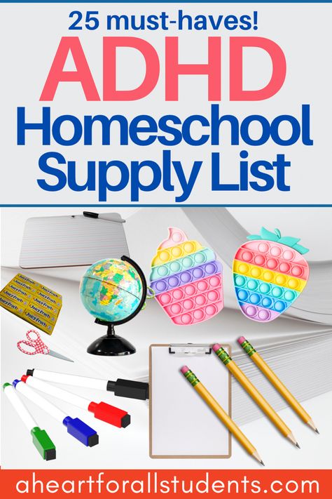 Miscellaneous homeschool supplies including mini yellow pencils, globe, white paper, white board, dry erase markers School Essentials List, Homeschool Supply List, Homeschool Curriculum Planning, Wfh Office, Start Homeschooling, Secular Homeschool, Homeschool Advice, Brain Based Learning, Homeschool Lesson Plans