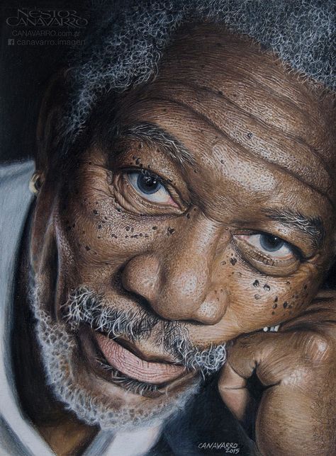 My 50-Hour High-Detail Drawing Of Morgan Freeman In Color Pencils | Bored Panda Portrait Au Crayon, Colored Pencil Portrait, Female Face Drawing, Easy Drawing Steps, The Shawshank Redemption, Teen Celebrities, 사진 촬영 포즈, Morgan Freeman, Street Smart