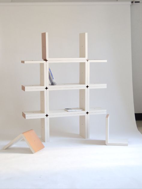 Bend modular shelf doubles as seating Modular Shelf, Shelf Designs, Modular Furniture System, Modular Shelving System, Modular Shelving, Palm Springs California, Modular Building, Modular System, Modular Furniture