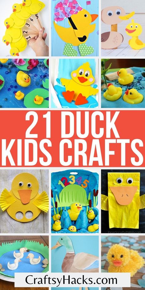 If you are looking for inspiration for more educational crafts for your kids you need to know these cute crafts for kids. Learning about ducks can be much more fun when you incorporate these creative craft ideas. #Crafts #KidsCraft Duck Books Preschool, Duck Crafts For Preschoolers Art Projects, Duck Art For Preschoolers, Make Way For Ducklings Craft, Pre K Duck Craft, Duck Puppet Craft, Duck Crafts Preschool, 5 Little Ducks Craft, Make Way For Ducklings Activities