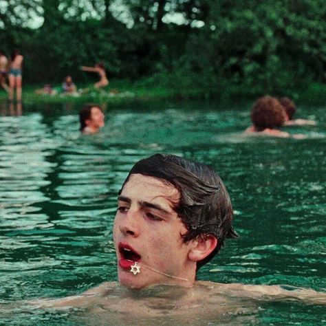 Alma on Instagram: “#HotJewSummer⁠ ⁠ ⁠ ⁠ image description: Timothée Chalamet in the water in a still from the film "Call Me By Your Name." He has a Star of…” Somewhere In Northern Italy 1983, Luca Guadagnino, Timmy Time, Instagram Call, Call Me By Your Name, Timmy T, Italy Aesthetic, Love Is, Northern Italy