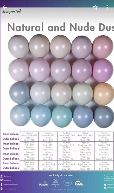 Double Stuffing Balloon Chart, Double Stuff Balloon Color Chart, Double Stuffed Balloon Color Chart, Ballon Business, Bobo Balloons, Balloon Colors, Party Balloons Diy, Garland Backdrops, Balloon Lights