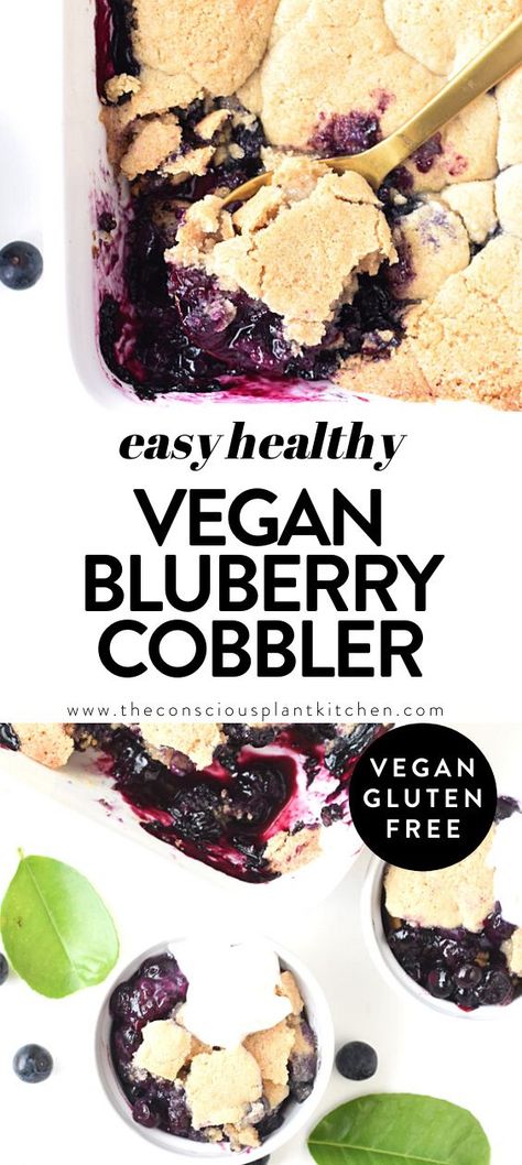 Blueberry Cobbler Gluten Free, Vegan Blueberry Cobbler, Vegan Cobbler, Gf Brownies, Gluten Free Vegan Recipes Desserts, Vegan Dessert Bars, Blueberry Cobbler Recipes, Blueberry Desserts, Healthy Vegan Desserts