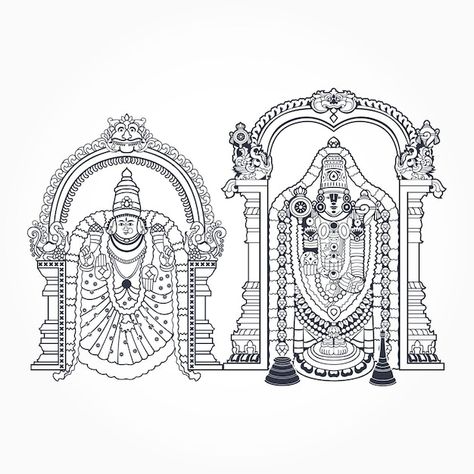 Lord Balaji Cnc Design, Venkateshwara Swamy Paintings, Venkateswara Swamy Images Drawing, Venkateshwara Swamy Drawing, Balaji Sketch, Tirupati Balaji Drawing, God Line Art, Lord Sketch, Tirupati Temple