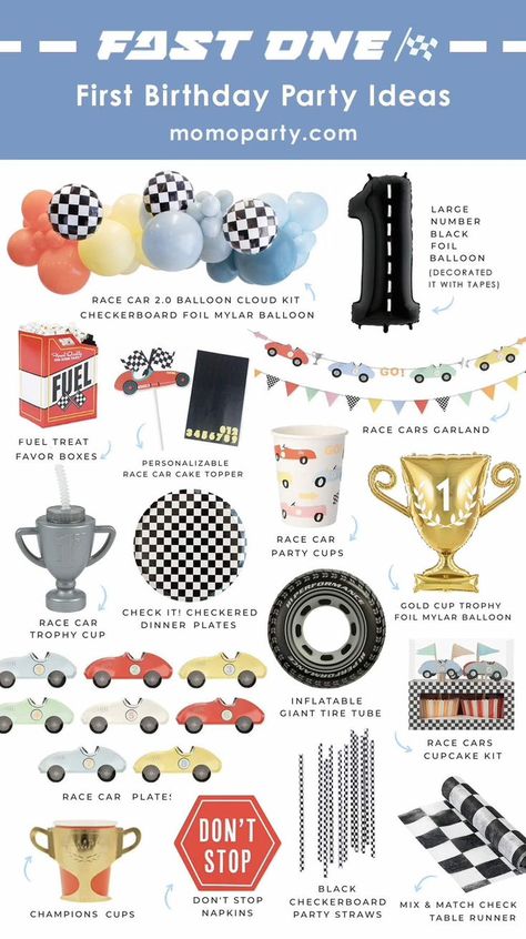 Birthday Party Decorating Ideas, Fast One First Birthday, Birthday Party Themes For Boys, Vintage Car Birthday, Party Decorating Ideas, 2nd Birthday Party For Boys, Car Themed Parties, Car Birthday Theme, Second Birthday Ideas