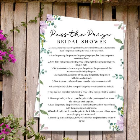 Pass The Prize Bridal Shower Game, Bridal Shower Game, Pass The Poem Bridal Shower Game, Wedding Rhyme Game, floral Wedding Game Bridal Shower Poems, Bridal Shower Tea Party Theme, Bride Shower Games, Bridal Shower Prizes, Shower Prizes, Game Wedding, Wedding Game, Fun Bridal Shower Games, Bridal Shower Backdrop