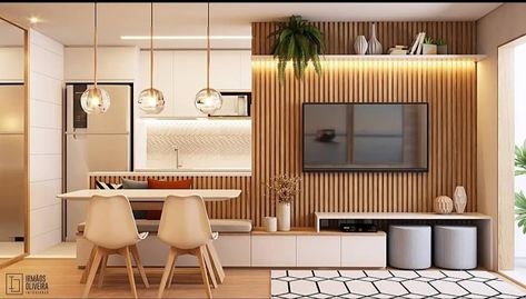 Hack Tv, Beach Apartment Decor, Wall Dining Table, Dining Table Design Modern, Open Kitchen And Living Room, Condo Interior Design, House Redesign, Small Apartment Interior, Condo Interior