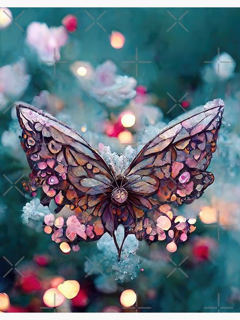 "Winter Butterfly I" Metal Print for Sale by Lewizuh | Redbubble Christmas Butterflies, Winter Butterfly, A Metal, Metal Prints, Butterflies, Wallpapers, Holidays, For Sale, Christmas