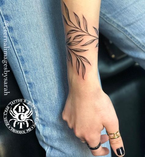 Leaf Forearm Tattoos For Women, Olive Branch Half Sleeve Tattoo, Leaf Wrap Around Tattoo Forearm, Leaves Wrist Wrap Tattoo, Willow Leaf Tattoo Arm, Willow Vine Tattoo, Wrap Around Leaves Arm Tattoo, Willow Tree Branch Tattoo, Weeping Willow Branch Tattoo