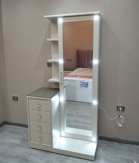 Dressing table Available DM for order #namaslay #namaslaycustomstore #namaslaydecor Plywood Bed Designs, Dressing Table Design Bedrooms, Dressing Mirror Designs, Wall Dressing Table, Full Wall Mirror, Wall Mirror Decor, Almirah Designs, Beautiful Bedroom Decor, Tv Stand Designs