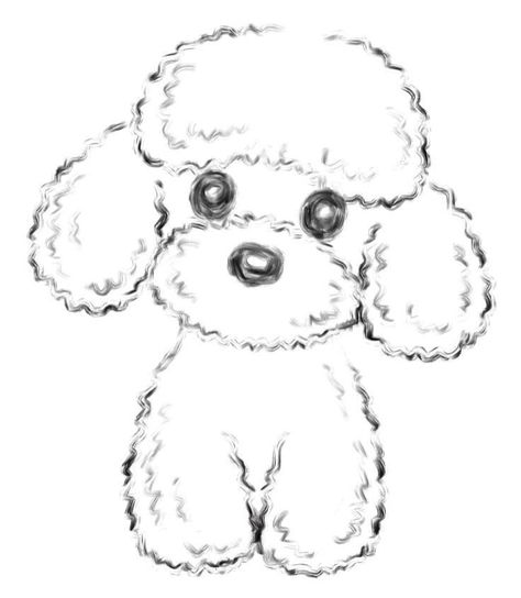 Cute Easy Puppy Drawings, Simple Poodle Drawing, How To Draw A Poodle, Poodle Drawing Easy, Maltipoo Drawing, Toy Poodle Drawing, Poodle Sketch, Dog Sketch Easy, Puppy Drawing Easy