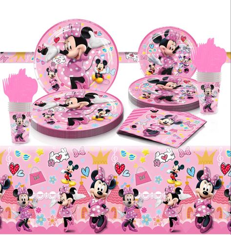 Minnie Mouse Birthday Party Decorations Mouse Birthday Party Supplies Mouse Party Decorations include Plates, Cups, Napkins, Forks, Knives, Spoons and Tablecloth Pink Minnie Mouse Party Supplies for Kids #MinnieMouse #Minnie #Party #MinnieMouseParty #MinnieParty #Disney #DisneyBaby #FirstBirthday #Birthday #BirthdayParty #sponsored #MinnieMouseBirthdayParty Minnie Mouse Birthday Theme, Pink Baby Shower Decorations, Minnie Mouse Birthday Party Decorations, Birthday Table Decorations, First Birthday Party Themes, Pink Minnie, Minnie Party, Minnie Mouse Birthday Party, Minnie Birthday