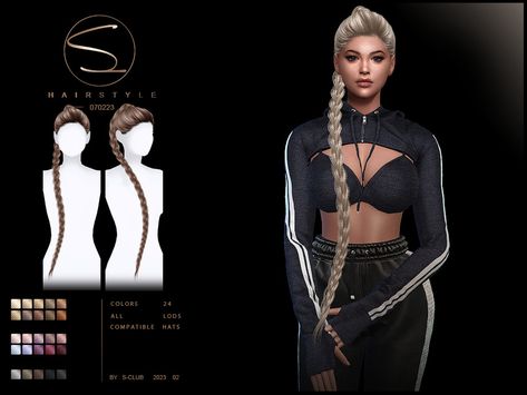 The Sims Resource - Long braid hairstyle Monica(070223) Long Braid Hairstyle, 4 Braids, Braid Hairstyle, Sims 4 Dresses, Cherry Earrings, Cc Sims, Sims Community, Ts4 Cc, Braided Updo