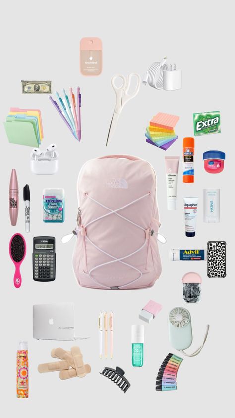 school bag essentials 🫶🏻 School Backpack Essentials, Preppy School Supplies, School Must Haves, Preppy Inspiration, School Bag Essentials, Backpack Essentials, Travel Bag Essentials, Inside My Bag, Stationary School