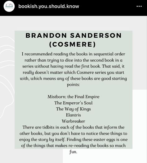 Brandon Sanderson Reading Order, The Way Of Kings, Brandon Sanderson, Reading Recommendations, Two By Two, Good Things, Reading, Books