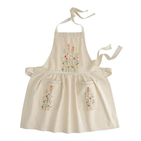 Fashion Apron, Floral Apron, Embroidered Apron, Retro Apron, White Apron, Cute Aprons, Sewing Aprons, Aprons Patterns, Cotton Apron