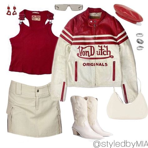 Styling Cowboy Boots, Look 80s, Red And Beige, Outfit Layout, 2000s Fashion Outfits, Dc Comic, Kpop Fashion Outfits, Main Character, 2000s Fashion