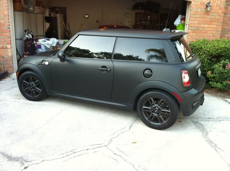 Matte Black Mini Cooper, Mini Cooper 2017, Black Mini Cooper, Mini Wraps, Matte Black Wrap, Mini Cooper Custom, Mini Cooper Classic, Mini Copper, Mini Cooper Countryman