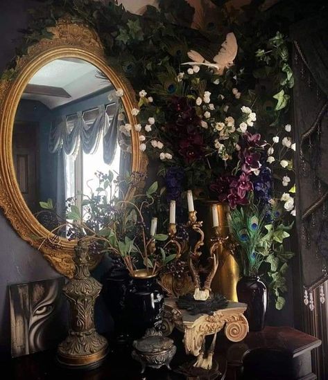 Whimsigothic Bedroom, Cozy Whimsigoth, Whimsigoth Bedroom, Goth Houses, Goth Bedroom, Bedroom Blue, Dark Home Decor, House Aesthetic, Goth Home