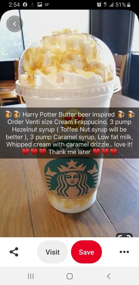 Menu Starbucks, Harry Potter Butter Beer, Starbucks Tea, Butter Beer, Secret Starbucks Recipes, Iced Starbucks Drinks, Healthy Starbucks Drinks, Secret Starbucks Drinks, Starbucks Secret Menu Drinks