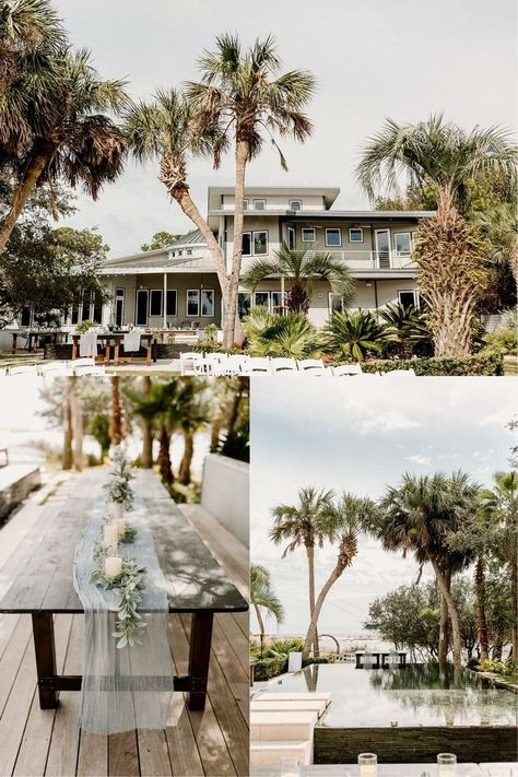 Beach Garden Wedding Ideas, Airbnb Reception, Small Backyard Beach Wedding, March Beach Wedding, House Reception, Getaway Wedding Ideas, Air Bnb Wedding Ideas, Small Beach House Wedding, Wedding Florida