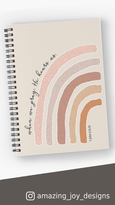 Spiral Notebook, Boho rainbow design in muted colors. Boho Journal Cover, Bullet Journal Title Page, Bullet Journal Titles, Notebook Scrapbook, Journal 2023, Boho Journal, Bujo Journal, Bible Things, Book Notebook