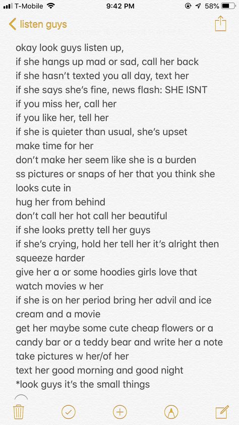 Cute Things In A Relationship, Things Guys Should Do In A Relationship, Guys Written By Women, Things That Guys Want But Dont Ask For, Guys Take Notes, Cute Things To Say To A Guy Over Text, Relationship Tips For Guys, How To Make Your Bf Happy Over Text, Things To Write On Instagram Notes