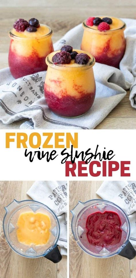 Healthy Frozen Drinks, Slushy Alcohol Drinks, Frozen Mixed Drinks, Alcoholic Slushies, Wine Slushie Recipe, Healthy Wine, How To Make Wine, Frozen Drinks Alcohol, Wine Slushies