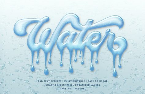 Water dropped 3d text effect template | Premium Psd #Freepik #psd #water #template #blue #splash Liquid Typography Alphabet, Water Font Design, Water Typography Design, Water Lettering, Water Typography, Water Letters, Water Graphic Design, Liquid Typography, Summer Font