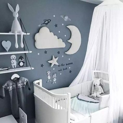 Baby Room Boy, Cloud Wall Hanging, Stars Wall Decor, Baby Room Inspiration, 3d Wall Decor, Baby Room Design, Star Nursery, Baby Bedroom, Baby's Room