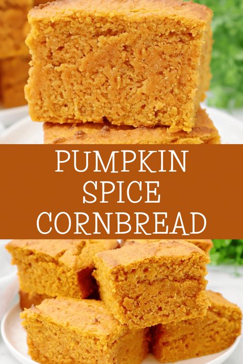 Pumpkin Spice Cornbread ~ Pumpkin cornbread infused with the autumn spices of cinnamon, nutmeg, and cloves. Egg-free recipe. via @thiswifecooks Pumpkin Cornbread Recipe, Vegetarian Nut Roast, Autumn Spices, Pumpkin Cornbread, Cornbread Easy, Pumpkin Recipes Easy, Breakfast Bread Recipes, Candied Sweet Potatoes, Vegan Christmas Recipes