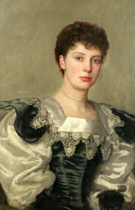 Charles Haigh-Wood (British, 1856-1927). Portrait of Mrs. Charles Haigh-Wood 1890s Portrait, Victorian Portraits, Wood Artwork, Hand Oil, Academic Art, Victorian Art, Historical Art, British Art, Fashion Portrait