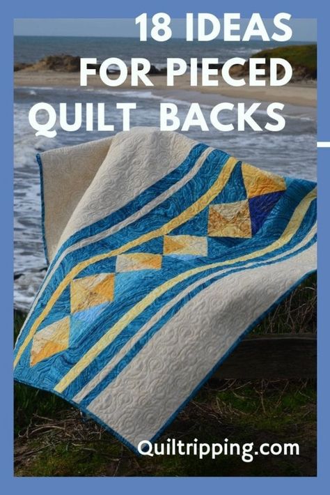 18 Ideas For a Unique Pieced Quilt Back - Quiltripping Quilt Back Ideas Simple, Quilt Backing Ideas Layout, Quilt Back Ideas, Pieced Quilt Backs, Backing A Quilt, Unique Quilt Pattern, Herringbone Quilt, Quilt Backs, Quilt Big