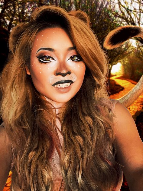 The Wizard of Oz: Cowardly Lion😎🦁#makeup#photoshop Scary Wizard Of Oz Costumes, Glam Lion Makeup, Simba Makeup Lion King, The Wizard Of Oz Makeup, Cowardly Lion Costume Women, Lion From Wizard Of Oz Costume, Cowardly Lion Makeup, Wizard Of Oz Costume Ideas For Women, Lion Makeup Halloween