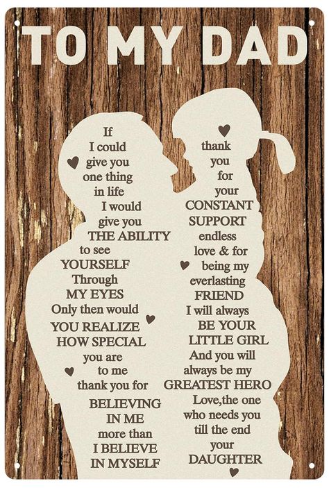 PRICES MAY VARY. 💝【Unique Dad Gifts for Father’s Day】-The decorative plaques are the perfect gifts for dad. These personalized birthday gifts for dad are designed in vintage style. They are printed with warm words and beautiful elements. Surprise dad with this heartfelt gift. Sincerely say "Love you forever". This dad plaque is elegant, stylish, and has a high-end design that looks stunning and elevates any existing decor or decorating style. 🎁【Gifts for Dad from Daughter】-Our decorative sign Gifts For Father Birthday, I Love You Dad From Daughter, Ideas For Dad's Birthday, Father’s Day Gift Ideas, Dads Birthday Ideas, Good Fathers Day Gifts, Father’s Day, Meaningful Dad Gifts, Birthday Gift For Father