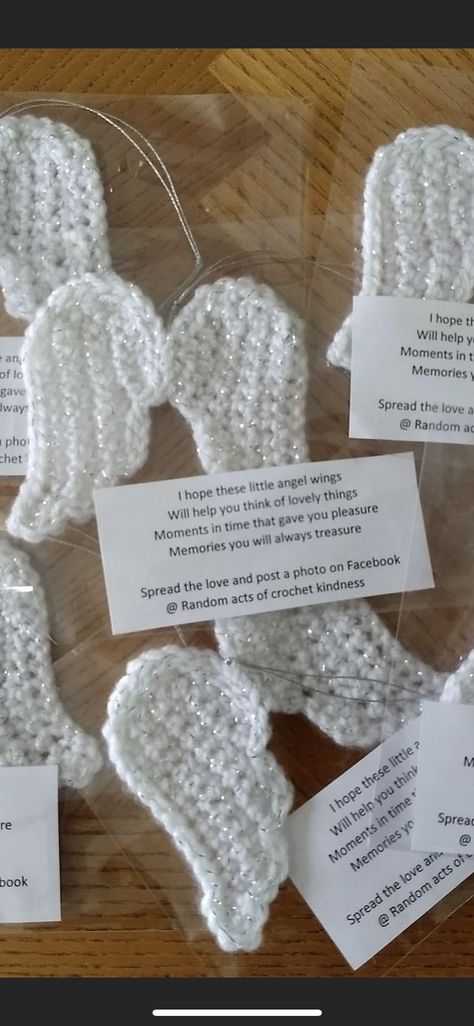 Random Acts Of Kindness Crochet Pattern, Crochet Kindness Tags, Crochet Sympathy Gift, Crochet Bereavement Gift, Crochet Pocket Hug Ideas, Random Act Of Kindness Crochet Ideas, Crochet Angel Keychain, Crochet Kindness Ideas, Crochet Acts Of Kindness Patterns