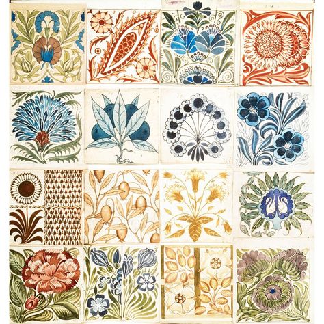 Designs for decoration and ornament for pottery and tile work, by William De Morgan, ca. 1872–82  ceramicist William de Morgan was influenced by Middle Eastern motifs and the natural world, he produced art pottery in a distinctive style that added beauty and colour to Victorian homes.  Photo credit:  V&A Museum, London Botanical Painting, Tile Work, Art Pottery, The Natural World, Tile Design, Victorian Homes, Middle Eastern, Pottery Art, Natural World