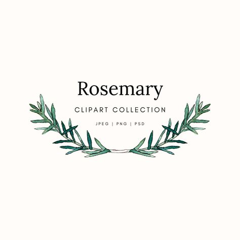 Rosemary Logo, Rosemary Drawing, Rosemary Illustration, Herb Clipart, Herbs Drawing, Rosemary Wreath, Herbs Image, Herbal Logo, Zen Candles