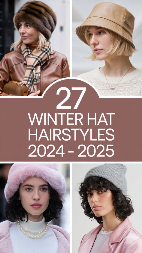 Discover 27 winter hat hairstyles for 2024-2025, perfect for all hair lengths: short, medium, and long. Explore trendy and easy-to-wear styles like beanies, berets, and caps, ideal for curly, straight, and wavy hair. Stay warm while looking fashionable with these chic winter hairstyle ideas designed to complement any look. Winter Hat Hairstyles, Hat With Short Hair, Hats Short Hair, Beanie Hairstyles, Hats For Short Hair, Loose Bun, Winter Styles, Hair Easy, Sleek Hairstyles