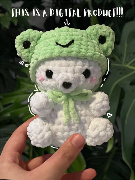 Free Frog Hat Crochet Pattern, Crochet For Sale, Pdf Crochet Pattern Free, Green Crochet Projects, Frog Hat Crochet, Crochet Cute Animals, Crochet Frog Hat, Crochet Frog Pattern, Frog Hat