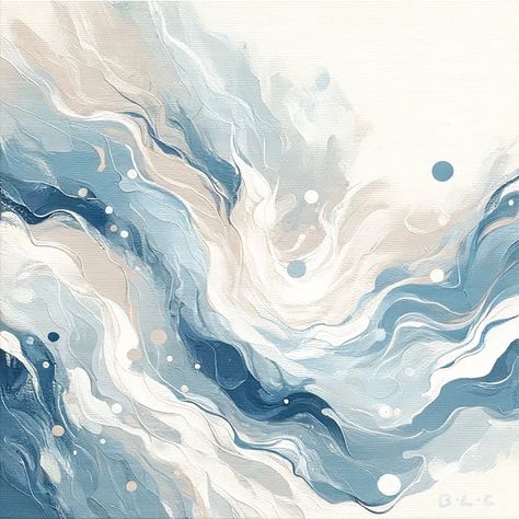 Blue Swirl Aesthetic, Cream Wall Art, Blue Brush Strokes, Deer Painting, Abstract Ocean, Surface Art, Wall Art Contemporary, Wave Painting, Wave Art