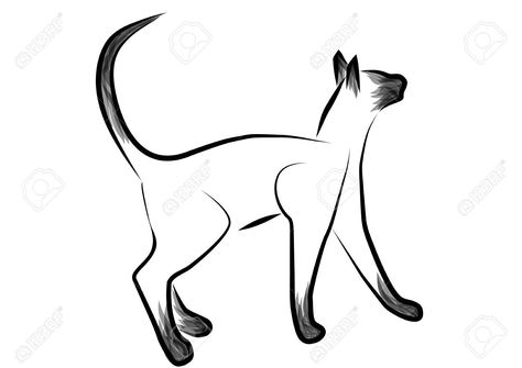 Siamese cat black and white outline Siamese Cat Tattoo Outline, Siamese Cat Drawing Simple, Siamese Cat Tattoo Designs, Cat Doodle Simple, Siamese Tattoo, Siamese Cat Tattoo, Cat Tatoos, Siamese Cat Tattoos, Embellishing Clothes