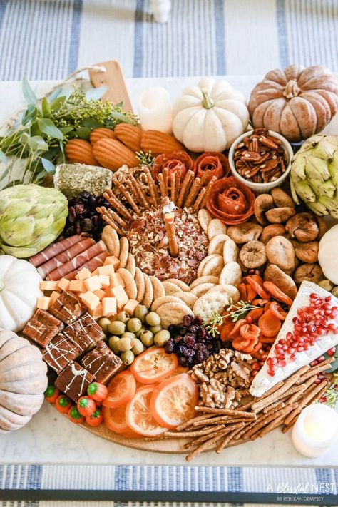 Thanksgiving Charcuterie Board | A Blissful Nest Thanksgiving Charcuterie Board Ideas Simple, Thanksgiving Charcuterie Board Turkey, Thanksgiving Grazing Board, Cornucopia Charcuterie, Thanksgiving Charcuterie Board Dessert, Charcuterie Board Ideas Thanksgiving, Turkey Cheese Ball, Thanksgiving Charcuterie Board, Thanksgiving Board